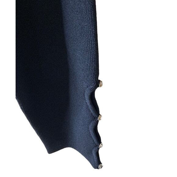 Dana Buchman Blouse Womens Size XL Top Black Rhinestones Cut Out Sleeves Top - Picture 6 of 9